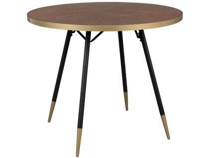Hnědý jasanový kulatý jídelní stůl WLL DENISE 91 cm