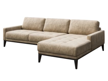 Béžová látková rohová pohovka MESONICA Musso Tufted, pravá, 248 cm