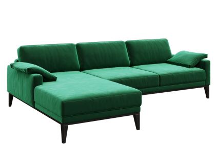 Zelená sametová rohová pohovka MESONICA Musso, levá, 248 cm