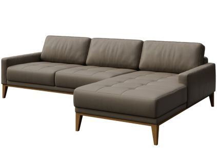 Světle hnědá kožená rohová pohovka MESONICA Musso Tufted, pravá, 248 cm