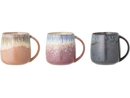 Set tří pestrobarevných keramických hrnečků Bloomingville Cloe 380 ml