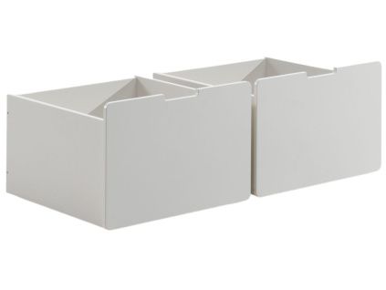 Set dvou bílých lakovaných zásuvek k patrové posteli Vipack Pino I. se skluzavkou
