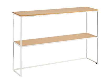 Dubový konzolový stolek Kave Home Yoana 120 x 30 cm s bílou podnoží
