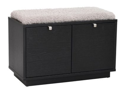 Černá dubová lavice ROWICO CONFETTI 70 cm s úložným prostorem