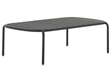 Tmavě šedý kovový zahradní konferenční stolek Kave Home Joncols 113 x 62 cm