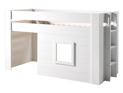 Bílá lakovaná patrová postel Vipack Noah 90 x 200 cm