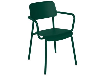 Tmavě zelená hliníková zahradní židle Fermob Studie s područkami