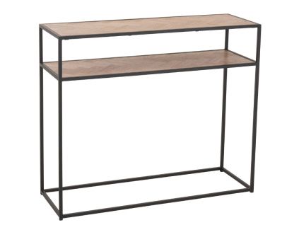 Dřevěný konzolový stolek J-line Zigtem 100 x 35 cm s černou konstrukcí