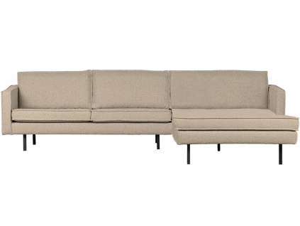 Béžová rohová bouclé pohovka Raden 300 cm, pravá