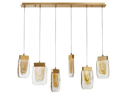 Zlaté skleněné závěsné LED světlo Grani 98 cm