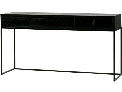 Černý masivní dubový konzolový stolek Frax 140 cm