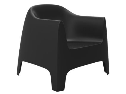 Černé plastové zahradní lounge křeslo SOLID