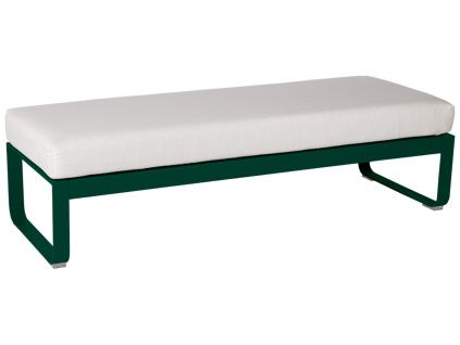 Bílá čalouněná lavice Fermob Bellevie 148 cm s tmavě zelenou podnoží