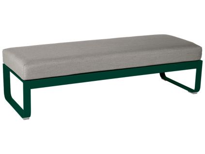 Šedohnědá čalouněná lavice Fermob Bellevie 148 cm s tmavě zelenou podnoží