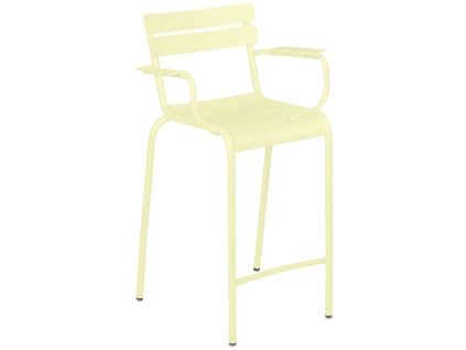 Citronově žlutá kovová barová židle Fermob Luxembourg 69,5 cm