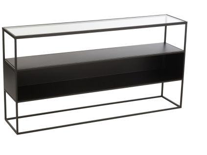 Černý kovový konzolový stolek J-line Geom 140 x 30 cm