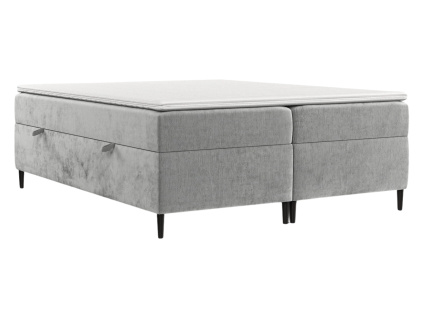 Světle šedá čalouněná postel boxspring ARAYA 180 x 200 cm