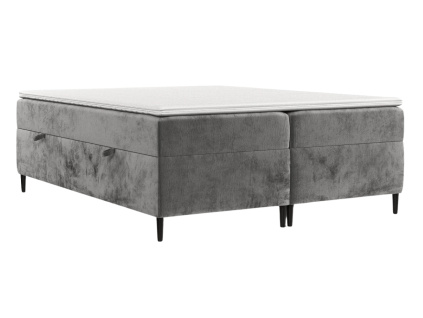Šedá čalouněná postel boxspring ARAYA 140 x 200 cm