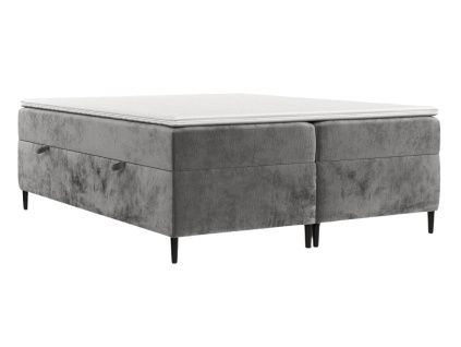 Šedá čalouněná postel boxspring ARAYA 200 x 200 cm