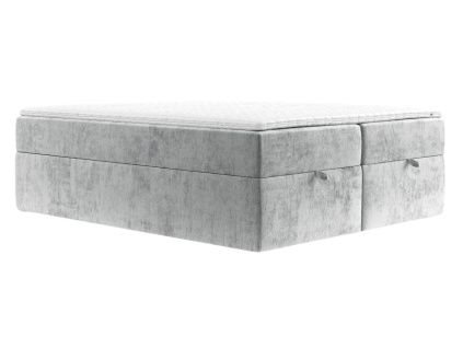 Světle šedá čalouněná postel boxspring FREJA 180 x 200 cm