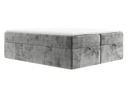 Šedá čalouněná postel boxspring FREJA 140 x 200 cm