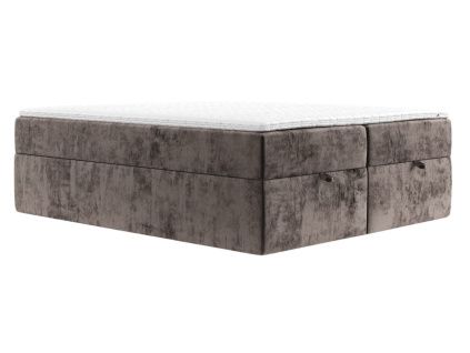Hnědá čalouněná postel boxspring FREJA 200 x 200 cm