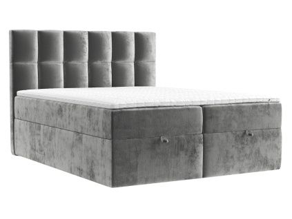 Šedá čalouněná postel boxspring ESSENCE 180 x 200 cm