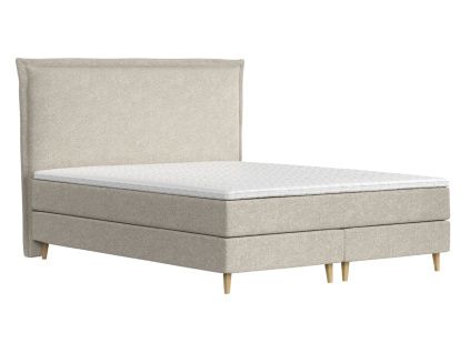 Béžová čalouněná postel boxspring CALMA 140 x 200 cm