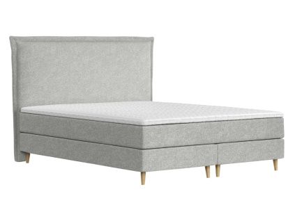 Šedá čalouněná postel boxspring CALMA 180 x 200 cm