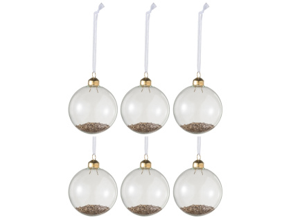 Set šesti skleněných vánočních ozdob J-line Gloss 8 cm