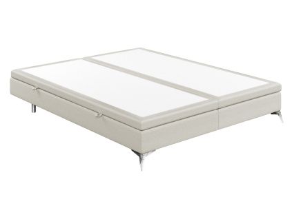 Světle béžová čalouněná dvoulůžková postel FIR 180 x 200 cm s úložným prostorem