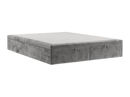 Šedá čalouněná dvoulůžková postel HICKORY 180 x 200 cm s úložným prostorem