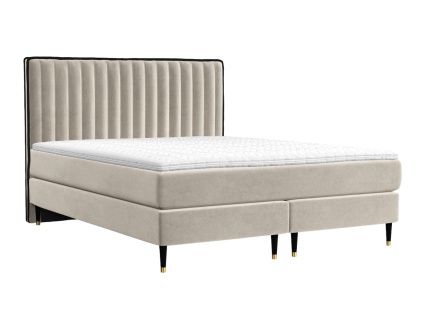 Béžová sametová postel boxspring RHODES 160 x 200 cm
