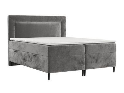 Šedá čalouněná postel boxspring NOBLE 160 x 200 cm