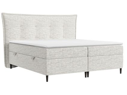 Světle béžová čalouněná postel boxspring SINAI 200 x 200 cm