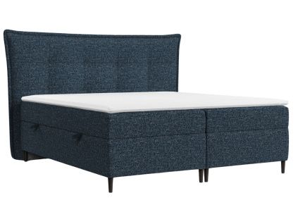 Modrá čalouněná postel boxspring SINAI 200 x 200 cm