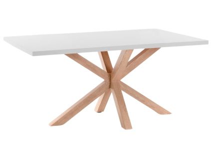 Bílý jídelní stůl Kave Home Argo 180 x 100 cm s přírodní kovovou podnoží