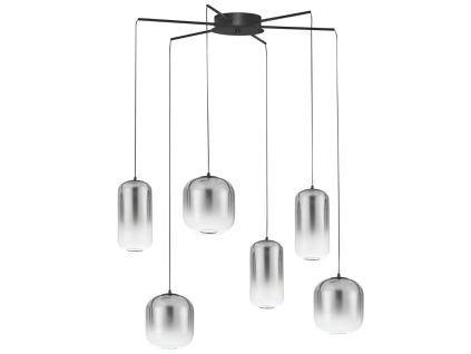 Kouřově šedé skleněné závěsné LED světlo Nova Luce Aelia 72 cm