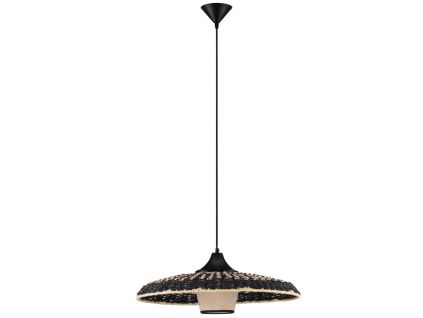 Černo-béžové ratanové závěsné světlo Nova Luce Capa 61 cm
