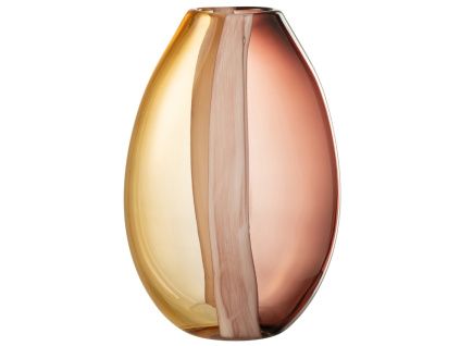 Hnědo-žlutá skleněná váza J-line Amberis 33 cm
