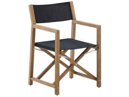 Dřevěná zahradní skládací židle Kave Home Vilara s černým sedákem