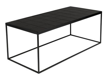 Černý kovový konferenční stolek ZUIVER GLAZED s keramickým obkladem 93x43 cm