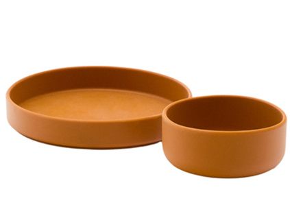 Oranžový set silikonového talíře a misky Kave home Lili