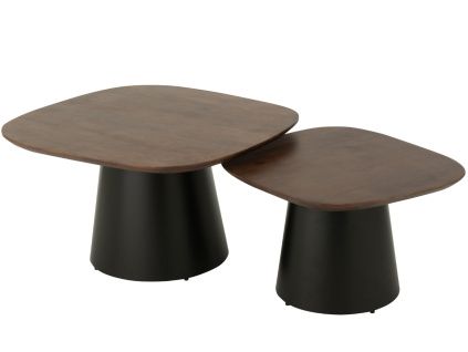 Set dvou hnědých dřevěných odkládacích stolků Ekko 79 x 74/64 x 60 cm