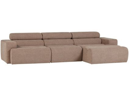 Béžová bouclé rohová pohovka Novi 300 cm, pravá