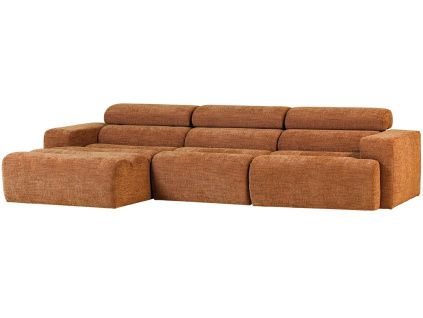 Oranžová rohová pohovka Novi 300 cm, levá