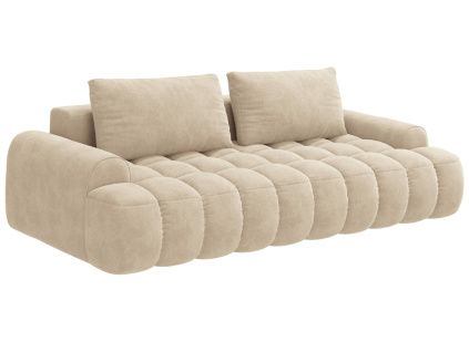 Světle béžová sametová rozkládací pohovka Cosmopolitan Design Linz 250 cm