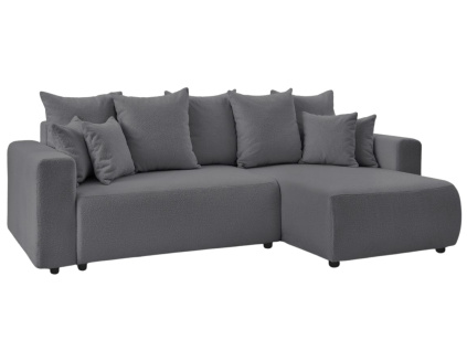 Tmavě šedá bouclé rohová rozkládací pohovka Envy 282 cm, levá/pravá