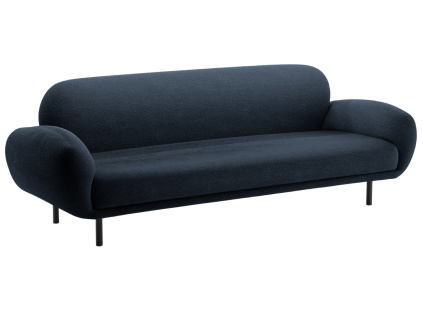 Tmavě modrá bouclé trojmístná pohovka Micadoni Poppy 208 cm
