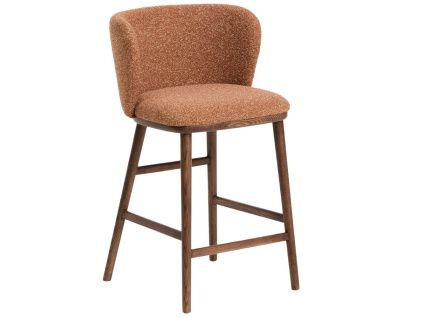 Terakotová barová židle Kave Home Ciselia 65 cm s ořechovou podnoží